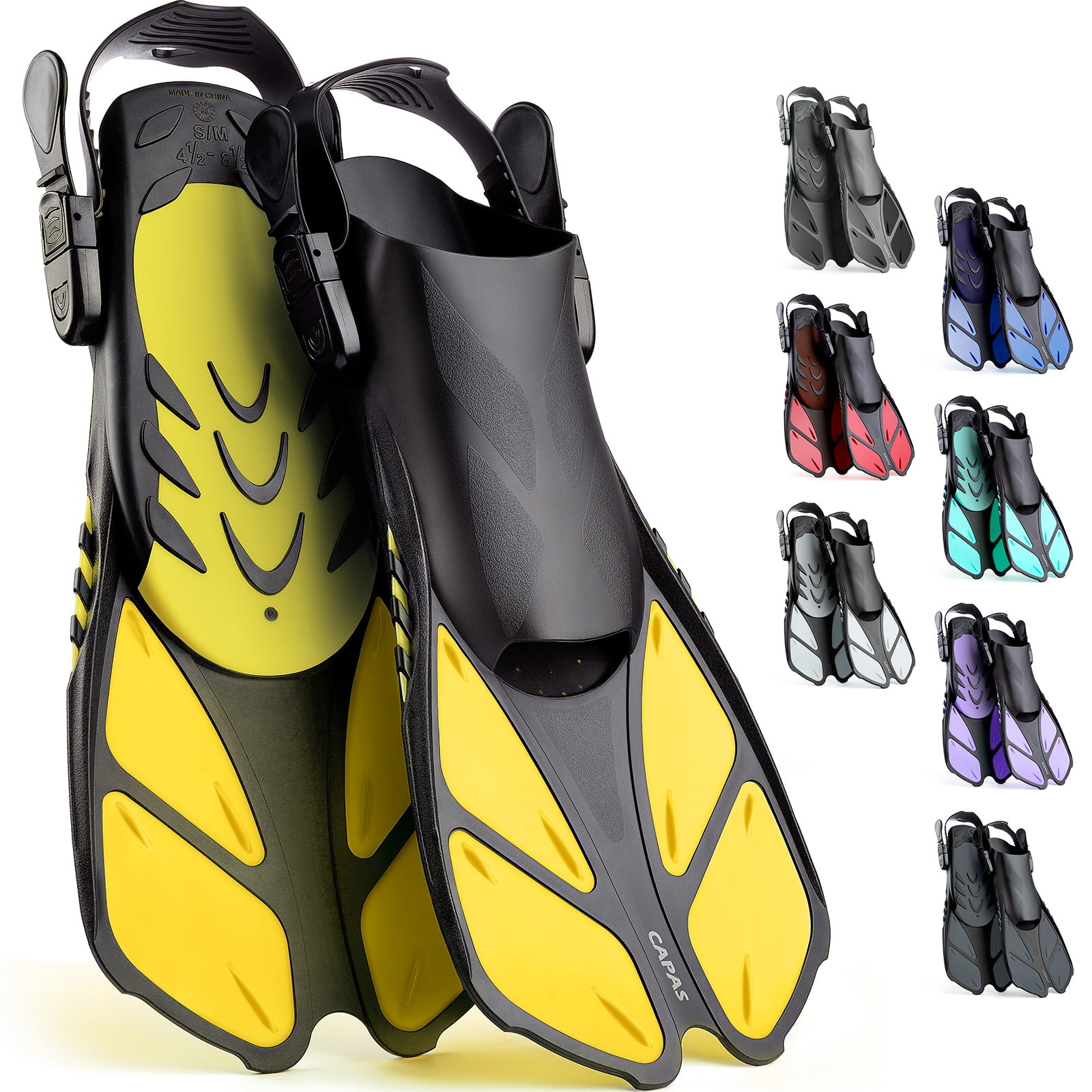 CAPAS Snorkel Fins, Swim Fins Travel Size Short Adjustable for