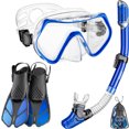 CAPAS Snorkel Mask Fins Set, Travel Size Snorkeling Gear for Adults