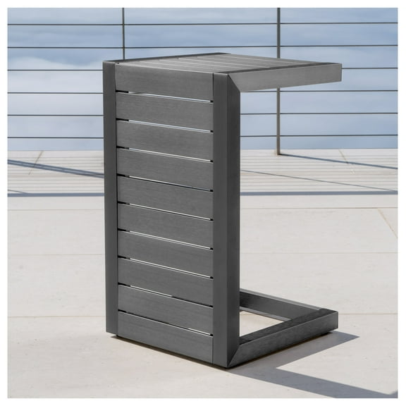 CAPE CORAL ALU C-SHAPED TABLE GREY Grey + Aluminium