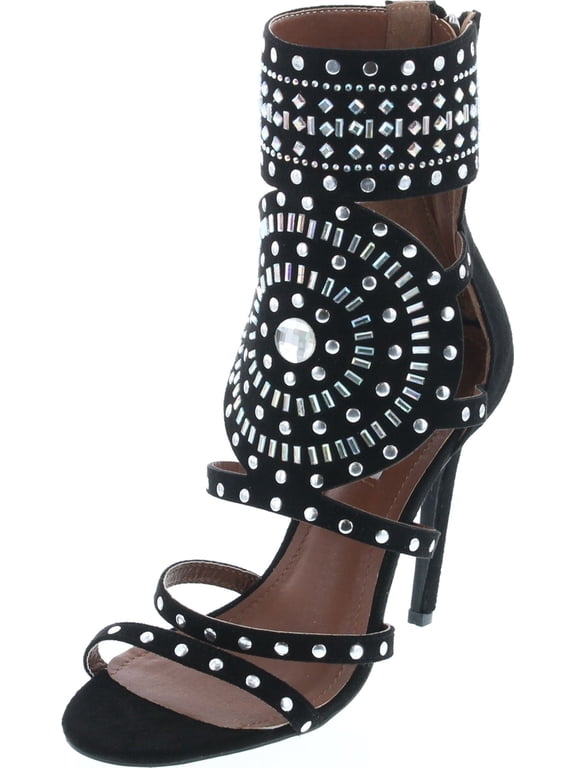 Blaire-5 Womens Open Toe Strappy Cuff Stiletto High Heel Rhinestone Sandals