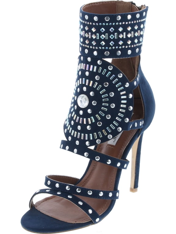 Blaire-5 Womens Open Toe Strappy Cuff Stiletto High Heel Rhinestone Sandals