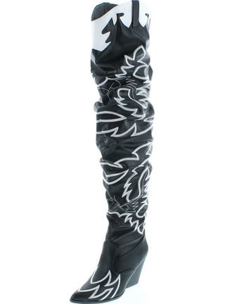Cape Robbin Initial Diamond Stitching Thigh-High Boots