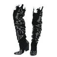 thumbnail image 1 of CAPE ROBBIN Kelsey-21 Black White Rock Star Western Pointed Slouchy Over Knee Thigh Boot, 1 of 3