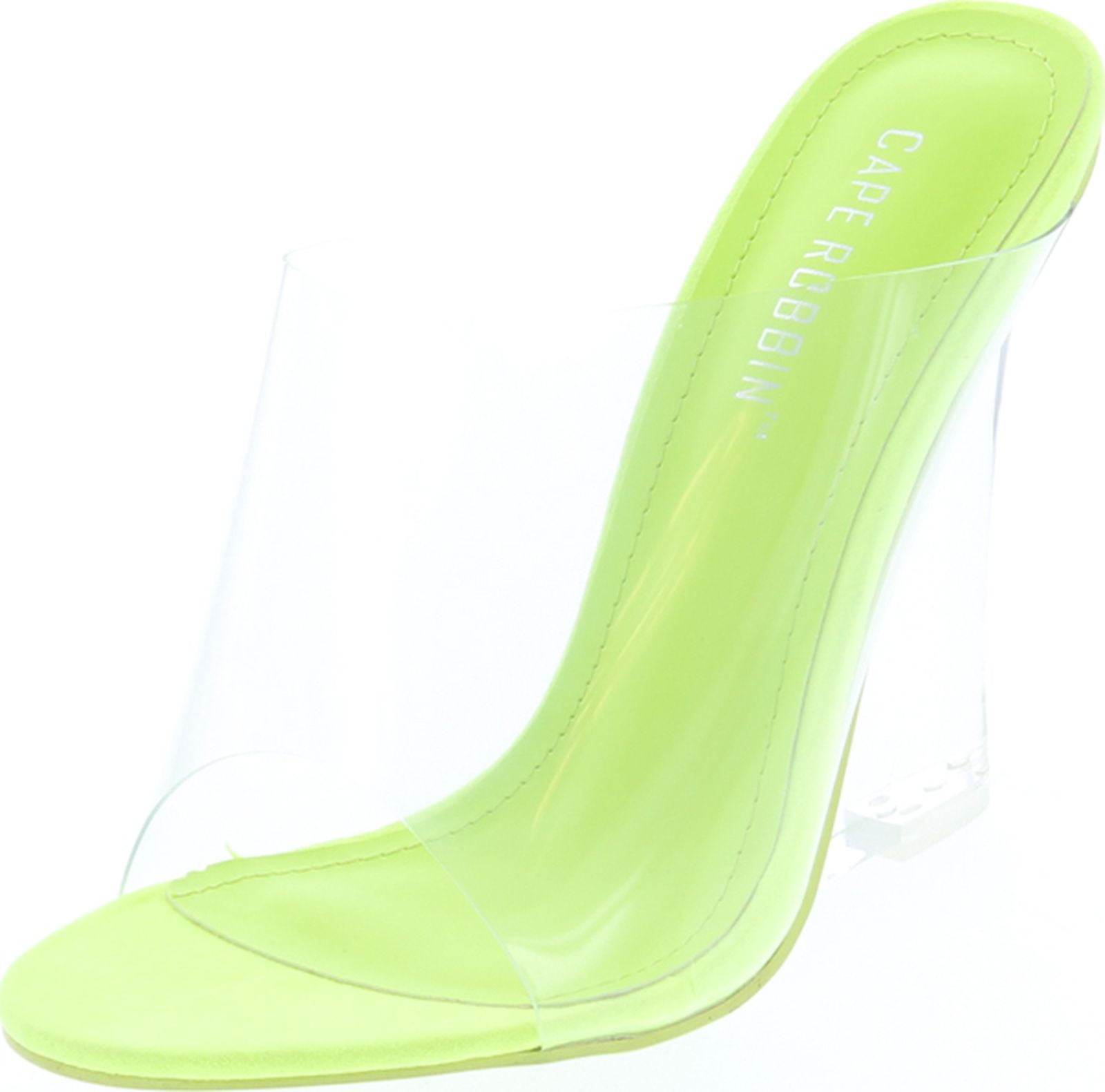 CAPE ROBBIN Women s Transparent Lucite Clear Wedge Heel PVC Open