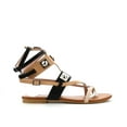 thumbnail image 1 of CAPE ROBBIN Womens Open Toe Strappy Ankle Cuff Colorblock Hardware Gladiator Flat Sandals, 1 of 5