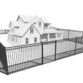 thumbnail image 1 of CAPHAUS 100FT Heavy Duty Flat Top Fence Barrier Kit, Anti-Rust Metal Steel Fence with 4FT Height X 6FT Width Panels, with Decorative Fence Gate, Posts, Connectors, Outdoor Fencing for Yard, 1 of 9