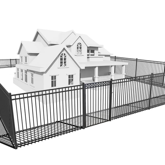 CAPHAUS 100FT Heavy Duty Flat Top Fence Barrier Kit, Anti-Rust Metal Steel Fence with 4FT Height X 6FT Width Panels, with Decorative Fence Gate, Posts, Connectors, Outdoor Fencing for Yard