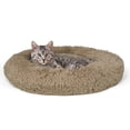 thumbnail image 1 of CAPHAUS 24/30 Inch Calming Donut Pet Bed for Small/Medium Cats and Dogs, Anti-Slip Bottom, Washable, Anti-Anxiety Fluffy Round Cat Bed, Indoor Shaggy Cuddler Cotton Candy Brown, Light Gray, Pink Bed, 1 of 9