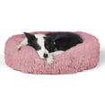 thumbnail image 1 of CAPHAUS 24/30 Inch Calming Donut Pet Bed for Small/Medium Cats and Dogs, Anti-Slip Bottom, Washable, Anti-Anxiety Fluffy Round Cat Bed, Indoor Shaggy Cuddler Cotton Candy Brown, Light Gray, Pink Bed, 1 of 9