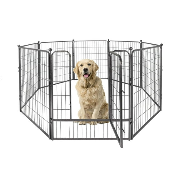 CAPHAUS 24/32/40 Inch Height Bold Metal Foldable Heavy-Duty Pet Playpen with Door, Available in 8/16/24/32 Panels, Indoor/Outdoor Portable Kennel, Dog/Animals Exercise Fence Cage for Yard, RV, Camping