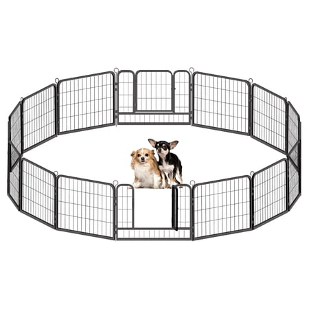CAPHAUS 24/32/40 Inch Height Bold Metal Foldable Heavy-Duty Pet Playpen with Door, Available in 8/16/24/32 Panels, Indoor/Outdoor Portable Kennel, Dog/Animals Exercise Fence Cage for Yard, RV, Camping