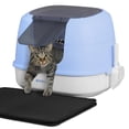thumbnail image 1 of CAPHAUS 3-in-1 Detachable Cat Litter Box w/ Lid, Large Anti-Leakage Cat Toilet with Scoop, Cat Mat & Odor Fitter, Plastic Cat Box for All Sizes of Cats, Blue, 1 of 9