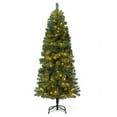thumbnail image 1 of CAPHAUS 4.5 Feet Artificial Pre-lit Pencil Christmas Tree w/ 150 LED Lights, Premium Slim Christmas Tree w/ 398 Branch Tips Pre-Hinged & Foldable Stand, Skinny Christmas Tree, Pencil Tree, 1 of 9