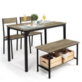 thumbnail image 1 of CAPHAUS 4 Pieces Dining Table Set for 4 w/ Bench and Chairs, Modern Table Set for Dining Room, Home, Kitchen w/ Storage Rack, Rectangle Table, Bench & Two Chairs, Space-Saving Dining Set, Grey Oak, 1 of 8