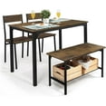thumbnail image 1 of CAPHAUS 4 Pieces Dining Table Set for 4 w/ Bench and Chairs, Modern Table Set for Dining Room, Home, Kitchen w/ Storage Rack, Rectangle Table, Bench & Two Chairs, Space-Saving Dining Set, Rustic Oak, 1 of 8