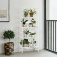 thumbnail image 1 of CAPHAUS 5-Tier Bamboo Shelf, Bamboo Open Storage Bookcase with Adjustable Layer, Freestanding Plant Display Stand, Multifunctional Storage Rack Stand for Bathroom, Bedroom, Kitchen, White, 1 of 8