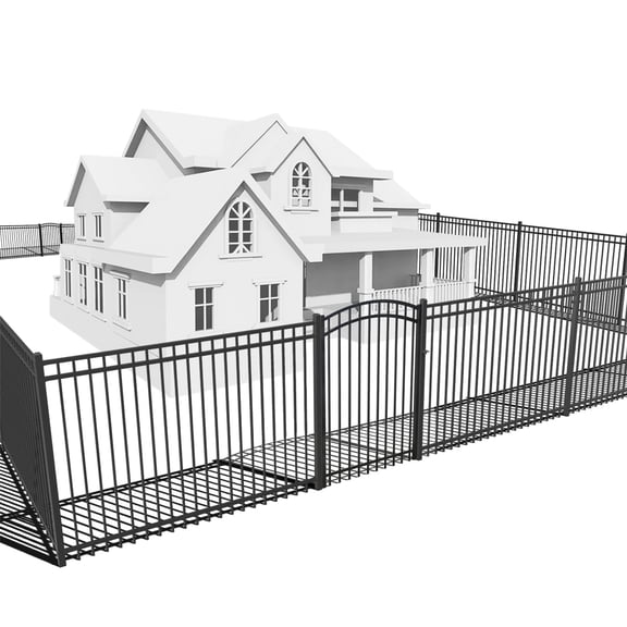 CAPHAUS 52FT Heavy Duty Flat Top Fence Barrier Kit, Anti-Rust Metal Steel Fence with 4FT Height X 6FT Width Panels, with Arched Fence Gate, Posts, Connectors, Outdoor Fencing for Yard