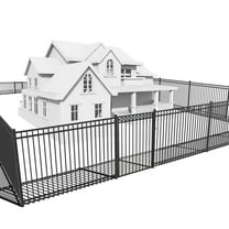 CAPHAUS 52FT Heavy Duty Flat Top Fence Barrier Kit, Anti-Rust Metal Steel Fence with 6FT Height X 6FT Width Panels, with Decorative Fence Gate, Posts, Connectors, Outdoor Fencing for Yard