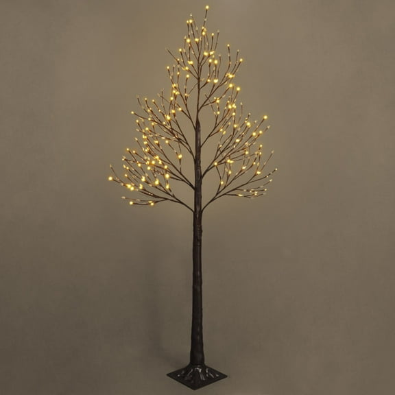 CAPHAUS 6 Feet, 72inch Artificial Willow Twinkling Twig Tree w/ 120 Lights, LED Light Tree, Fake Pussy Willow Tree w/ Warm White Lights for Festival, Holiday Decoration Indoor, Lighted Willow Branch