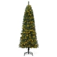 thumbnail image 1 of CAPHAUS 6 Feet Artificial Pre-lit Pencil Christmas Tree w/ 250 LED Lights, Premium Slim Christmas Tree w/ 618 Branch Tips Pre-Hinged & Foldable Stand, Skinny Christmas Tree, Pencil Tree, 1 of 9