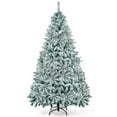 thumbnail image 1 of CAPHAUS 6 Feet Premium Pre-Hinged Snow Flocked North Valley Spruce Full Artificial Frosted White Fake Christmas Tree, 928 Branch Tips and Metal Stand, Indoor, Home, Office, Party, Holiday Decoration, 1 of 8