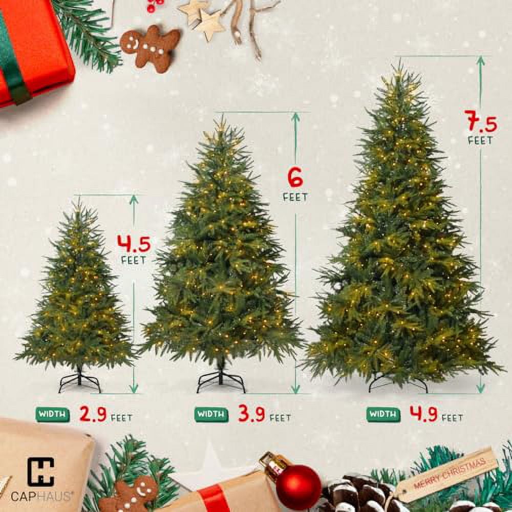 CAPHAUS 6 Feet Premium Prelit Christmas Tree w/Mixed PVC & PE 1889 Pre