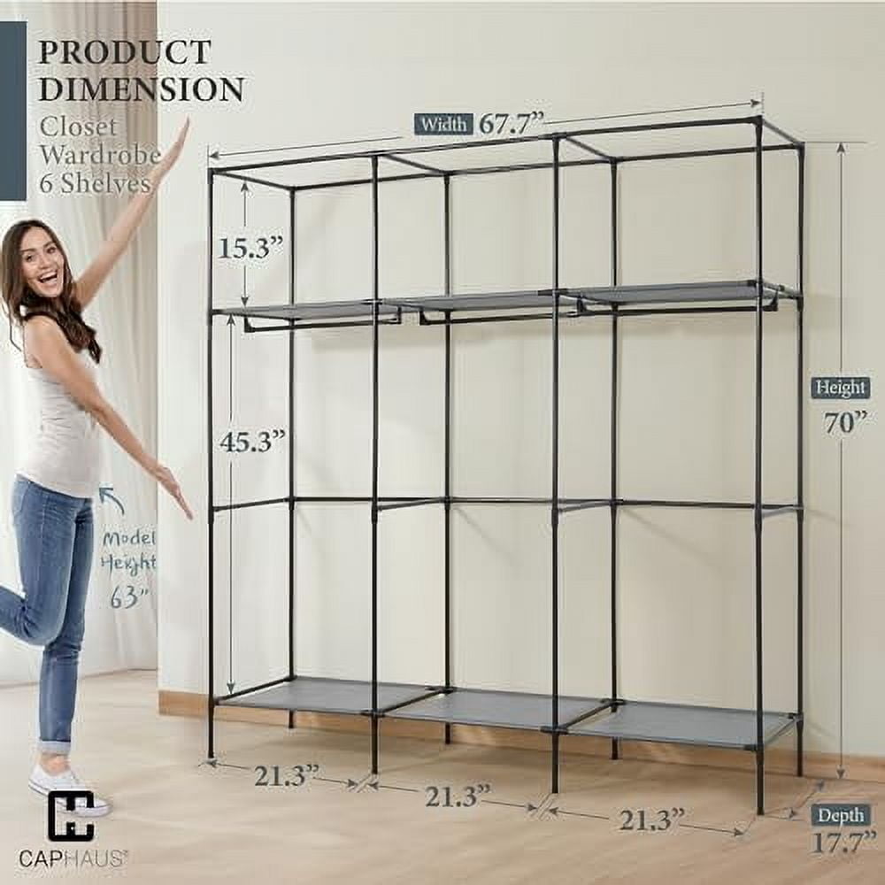 CAPHAUS 67-Inch Clothing Rack with Cover, Portable Closet Wardrobe ...