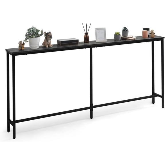 CAPHAUS Long Wood Composite Console Table, Grey Oak