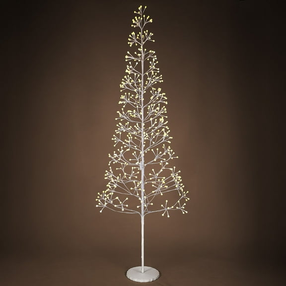 CAPHAUS 8 Feet, 96 inch White Firework Twinkling Lighted Tree with 540 Warm White LED Lights, Full Artificial Light Up Tree with IP44 & UL Certified for Festival, Holiday Decoration Indoor