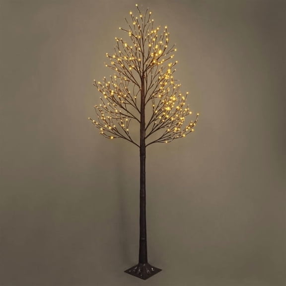 CAPHAUS 8 Feet, 96inch Artificial Willow Twinkling Twig Tree w/ 240 Lights, LED Light Tree, Fake Pussy Willow Tree w/ Warm White Lights for Festival, Holiday Decoration Indoor, Lighted Willow Branch