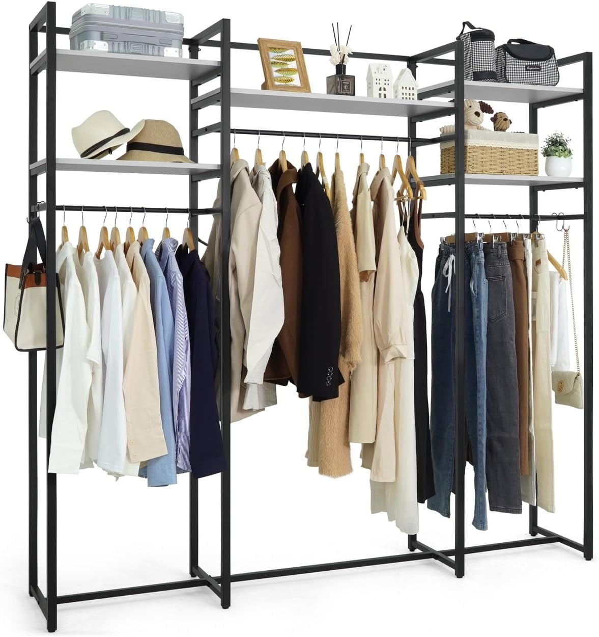 Hinged Clothes Rack CAPHAUS 913lbs Capacity Garment Rack for Hanging Clothes, Heavy Duty ...