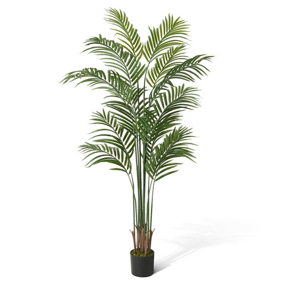 CAPHAUS Artificial Palm Tree, 5 / 6 / 7 Feet with 13 Trunks Faux Potted Tree for Home Office Modern Decoration, Faux Dypsis Lutescens Plant in Pot with Dried Moss, Indoor Gift for Housewarming