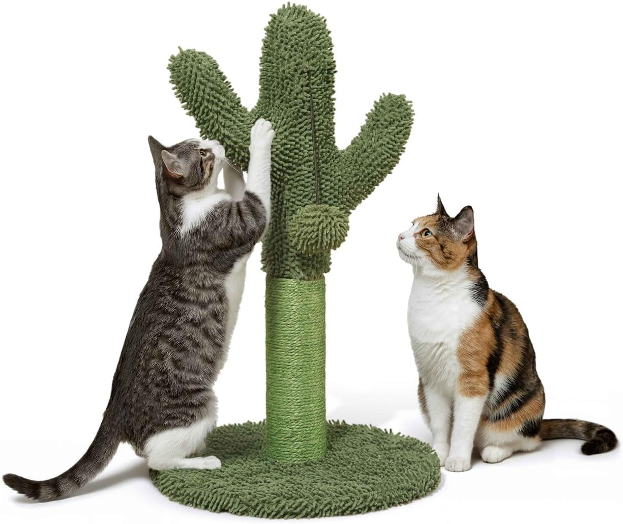 CAPHAUS Cactus Cat Scratching Post, Cat Scratcher with Sisal Rope and Interactive Hanging Ball, 19.9 Inch Scratching Post for Indoor Cats and Kitten