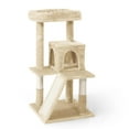 thumbnail image 1 of CAPHAUS Cat Tower for Indoor Cats, Modern Cute 37-Inch Small Cat Tree with Widened Perch for Large Cats Kittens, Multi-Level Cat Activity Tree with Scratching Posts and Ramp, 2-Door Cat Cave Condo, 1 of 8
