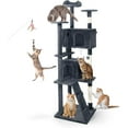 thumbnail image 1 of CAPHAUS Cat Tower for Indoor w/Cat Wand Toy, Modern Cute 74-Inch Cat Tree w/Widened Perch for Large Cats Kittens, Multi-Level Cat Activity Tree w/Scratching Posts, Tunnel, Basket, Cat Cave Condo, 1 of 9