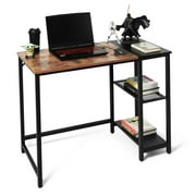 CAPHAUS Computer Desk, 40 Inch Home Office Desk, Study Writing Desk with 2-Tier Storage Shelves, Simple Industrial Modern Laptop Workstation with Splice P2 Grade Wooden Board, Rustic Oak and Black