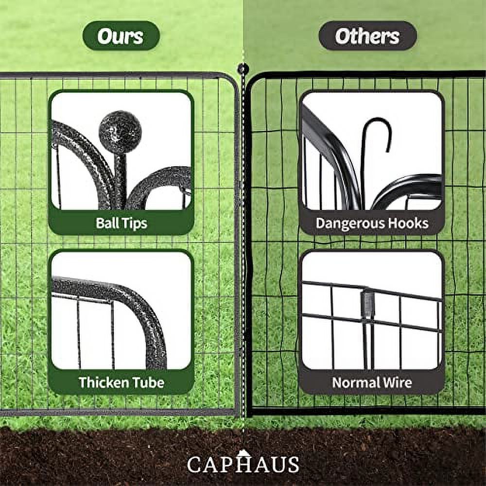 CAPHAUS Decorative Garden Fence, 40 Inch x 21 FT Heavy Duty Iron Fencing Landscape Patio Flower Bed Animal Barrier Border Edging Section, Panel Decor, Folding Wire Fence for Yard f