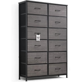 CAPHAUS Drawer Storage Tower w/ 12 Fabric Bins, Office Drawer, Sorting Unit, Chest of Drawers, Organizer w/ P2 Board Top & Fabric Bins, Organizer Unit for Multi-purpose, Hallway, Office, Grey Oak