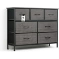thumbnail image 1 of CAPHAUS Drawer Storage Tower w/ 7 Fabric Bins, Office Drawer, Sorting Unit, Chest of Drawers, Organizer w/ P2 Board Top & Fabric Bins, Organizer Unit for Multi-purpose, Hallway, Office, Grey Oak, 1 of 9