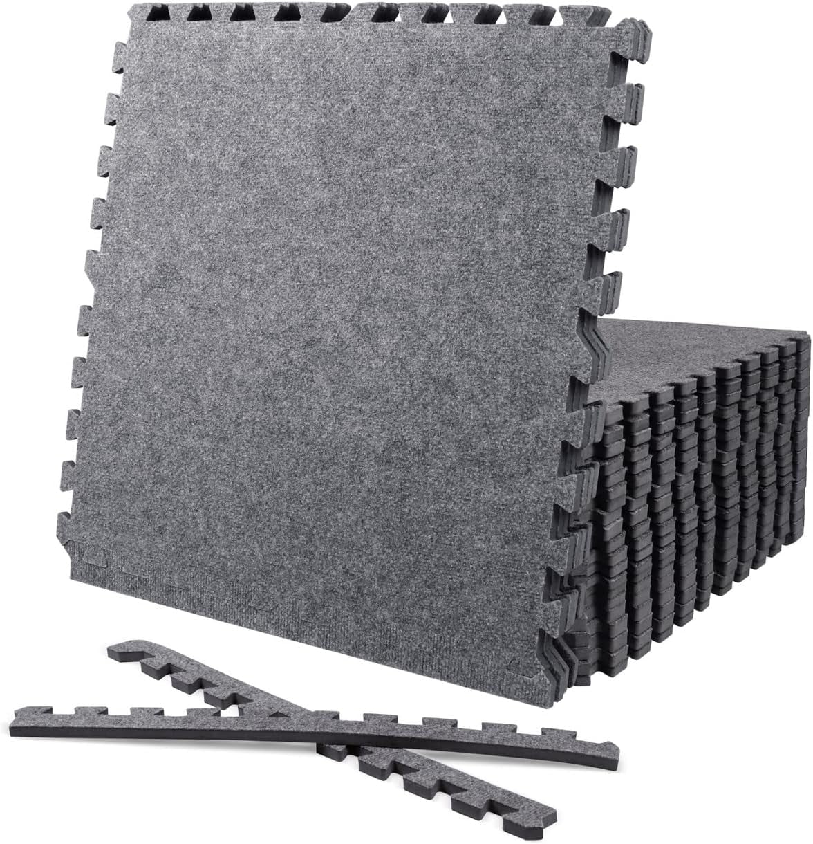 CAPHAUS EVA Foam Floor Tiles with Black Top, 24 Inch x 24 Inch ...