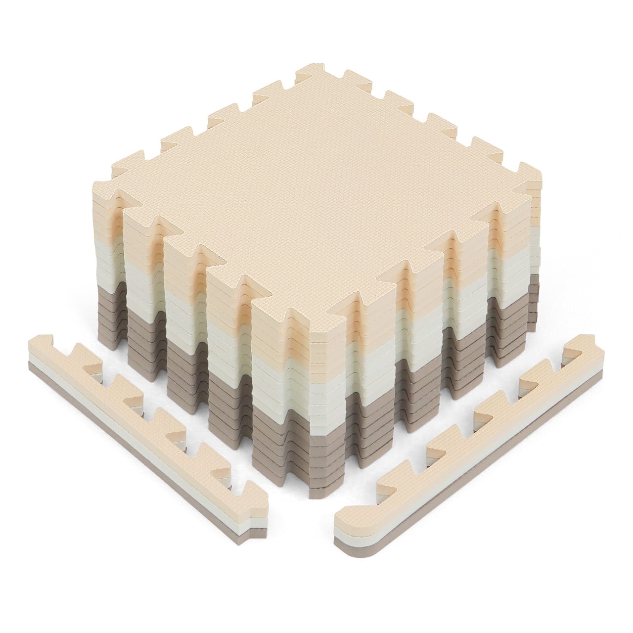 Cream and Beige Interlocking EVA Foam Kids Play Mat