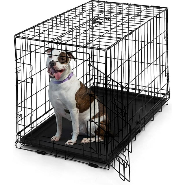 CAPHAUS Foldable Dog Crate Wire Metal Dog Kennel w/ LeakProof Pan