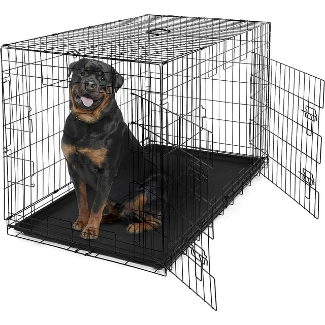 CAPHAUS Foldable Dog Crate Wire Metal Dog Kennel w/ LeakProof Pan