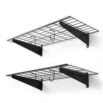 CAPHAUS Garage Wall Shelving 1.5ft x 6ft, 18-Inch-Depth by 72-Inch-Width, Wall Mounted Garage Shelves with 4 Bike Hooks, Heavy Duty Wall Organizer Shelf for Garage Wall Storage System, Black or White