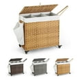 thumbnail image 1 of CAPHAUS Handwoven Basket w/ Lid for Storage, Synthetic Rattan Laundry Hamper w/ Wheels, Clothes Hamper for Laundry, Laundry Basket w/ Lid, Removable Liner Bags, Mesh Bags, Pulling Strap, 160L, Natural, 1 of 9