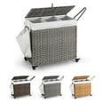thumbnail image 1 of CAPHAUS Handwoven Basket w/ Lid for Storage, Synthetic Rattan Laundry Hamper w/ Wheels, Clothes Hamper for Laundry, Laundry Basket w/ Lid, Removable Liner Bags, Mesh Bags, Pulling Strap, 160L, Grey, 1 of 9