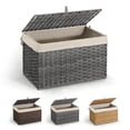 thumbnail image 1 of CAPHAUS Handwoven Storage Basket w/ Lid and Handles, 2 Removable Liner Bags, Foldable Clothes Hamper for Laundry, Large Synthetic Rattan Laundry Hamper w/ Lid, Laundry Basket w/ Lid, 105L, Grey, 1 of 8