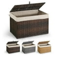thumbnail image 1 of CAPHAUS Handwoven Storage Basket w/ Lid and Handles, 2 Removable Liner Bags, Foldable Clothes Hamper for Laundry, Large Synthetic Rattan Laundry Hamper w/ Lid, Laundry Basket w/ Lid, 160L, Brown, 1 of 8