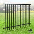 thumbnail image 1 of CAPHAUS Heavy Duty Flat Top Fence Barrier Panel, 4FT Height X 6FT Width Anti-Rust Metal Fencing Panel, 2” Diameter Steel Outdoor Decorative Garden Fence Panel for Yard, Pool, Patio, Pack of 5, 1 of 9