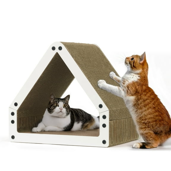 CAPHAUS House Cat Scratcher Lounger, Reversible Scratcher, Large Cat Scratching Pad, Cat Scratching Board, Scratch Pad for Indoor Cats, White